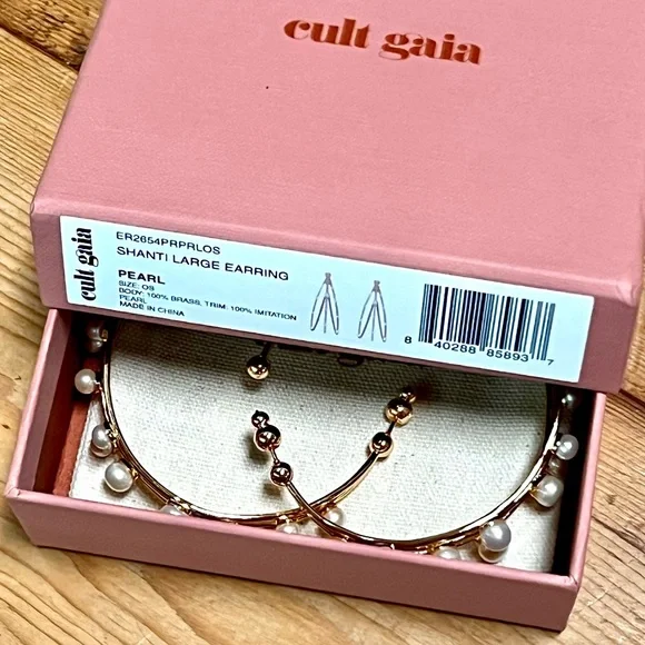 🌺🎉HP🎉🌺 NWT Cult Gaia Shanti Large Pearl Earrings - Picture 16 of 16